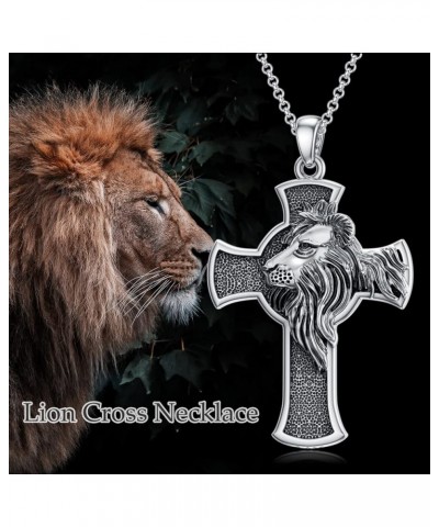 Cross Necklace for Men Sterling Silver Lion/Satanic/Crucifix/Ankh Protection Necklace Amulet Jewelry Gifts for Men Women with...