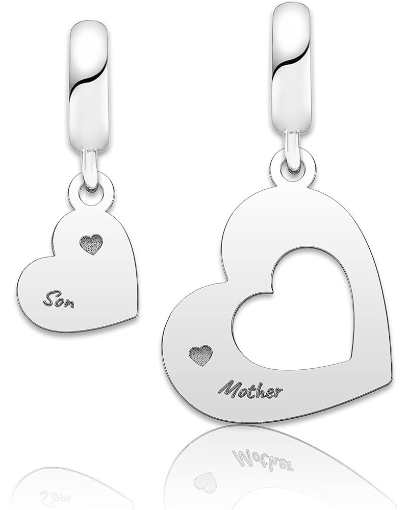 2pcs Matching Heart Customized Name Love Mom Mother Daughter Son Sister Charm for Women Girls Family Charms Compatible with P...