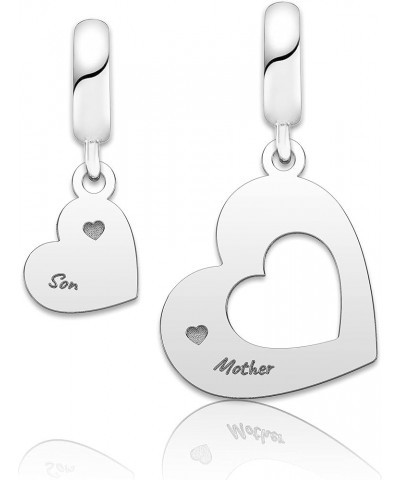 2pcs Matching Heart Customized Name Love Mom Mother Daughter Son Sister Charm for Women Girls Family Charms Compatible with P...