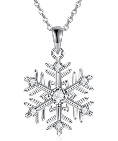 Snowflake Necklace for Women 925 Sterling Silver Snowflake Pendant Jewelry Birthday Gifts Christmas Necklace for Women $18.40...