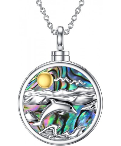 Urn Necklace for Ashes Sterling Sivler Abalone Shell Crystal Cremation Jewelry for Ashes Memorial Jewelry for Women Men Dolph...