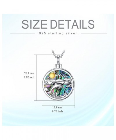 Urn Necklace for Ashes Sterling Sivler Abalone Shell Crystal Cremation Jewelry for Ashes Memorial Jewelry for Women Men Dolph...