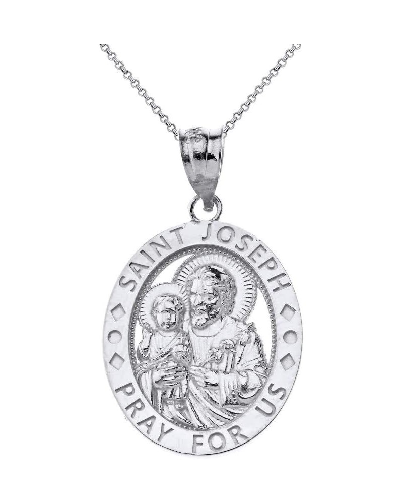 Sterling Silver Saint Joseph Pray For Us Oval Charm Pendant necklace 18.0 Inches Sterling Silver $12.30 Necklaces