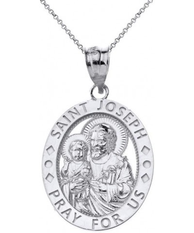 Sterling Silver Saint Joseph Pray For Us Oval Charm Pendant necklace 18.0 Inches Sterling Silver $12.30 Necklaces