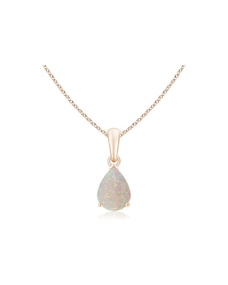 Natural Opal Solitaire Pendant Necklace for Women, Girls in 14K Solid Gold/Platinum | October Birthstone | Jewelry Gift for H...