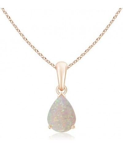 Natural Opal Solitaire Pendant Necklace for Women, Girls in 14K Solid Gold/Platinum | October Birthstone | Jewelry Gift for H...