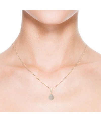 Natural Opal Solitaire Pendant Necklace for Women, Girls in 14K Solid Gold/Platinum | October Birthstone | Jewelry Gift for H...