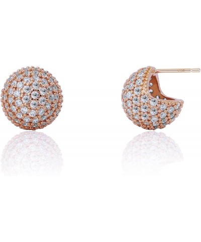 Disco Ball Earrings 925 Stering Silver Post 18K Gold Plated CZ Micro Pave Dainty Round Gold Stud Huggie earrings for Women RG...