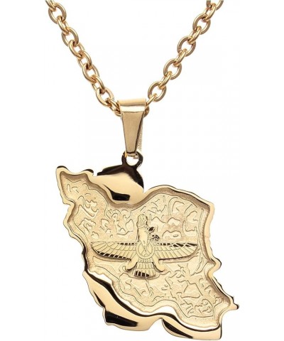 Gold Pt Persian Map Flag Farvahar Necklace Persia Faravahar Chain Parsi Art Gift 18" Chain $10.17 Necklaces