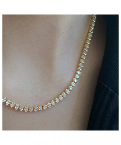 Tennis Choker Necklace Crystal Cubic Zirconia CZ Chain Dainty 14K Gold Silver Plated Diamond for Women Girl(2 Colour Choose) ...