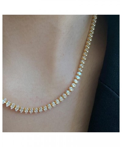 Tennis Choker Necklace Crystal Cubic Zirconia CZ Chain Dainty 14K Gold Silver Plated Diamond for Women Girl(2 Colour Choose) ...