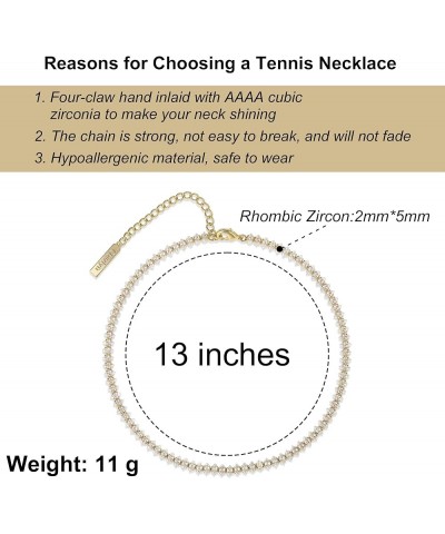 Tennis Choker Necklace Crystal Cubic Zirconia CZ Chain Dainty 14K Gold Silver Plated Diamond for Women Girl(2 Colour Choose) ...