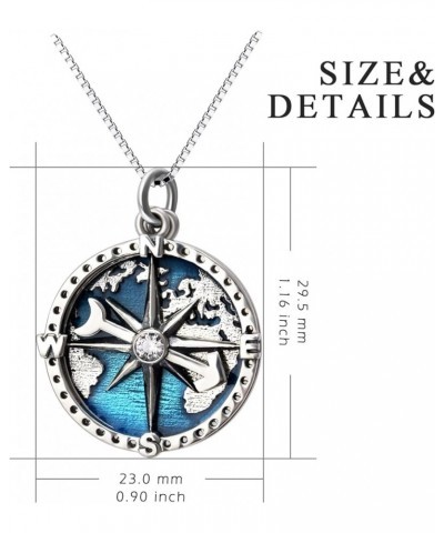 Compass Pendant Necklace Sterling Silver Navy Anchor Travel Map Necklace for Women Men 18 Anchor Necklace for Women $20.13 Ne...