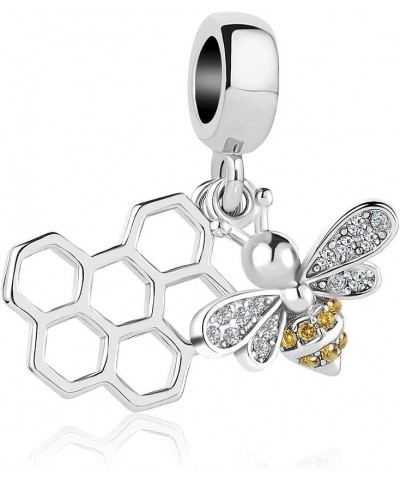 Honey Bee Honeycomb Charms for Bracelets Lucky Animal Charm Beads Compatible with Pandora Bracelets for Women Girls $7.94 Bra...