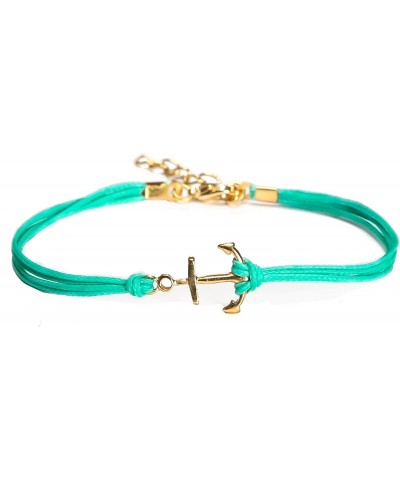 Anklet, gold anchor ankle bracelet, dainty turquoise cord anklet, anchor charm, gift for her, minimalist jewelry, nautical je...