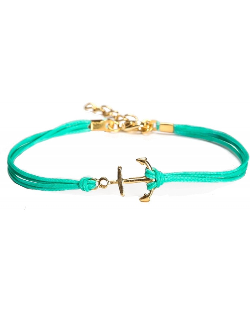 Anklet, gold anchor ankle bracelet, dainty turquoise cord anklet, anchor charm, gift for her, minimalist jewelry, nautical je...