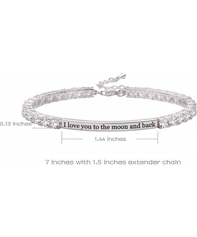 Jewelry Sterling Silver "I love you to the moon and back" 4mm Cubic Zirconia Tennis Bracelet $36.75 Bracelets