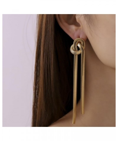 Long Gold Tassel Dangle Earrings for Women Girls,Boho Statement Snake Bone Chain Knot Tassel Earrings Jewelry Gifts Style-A $...