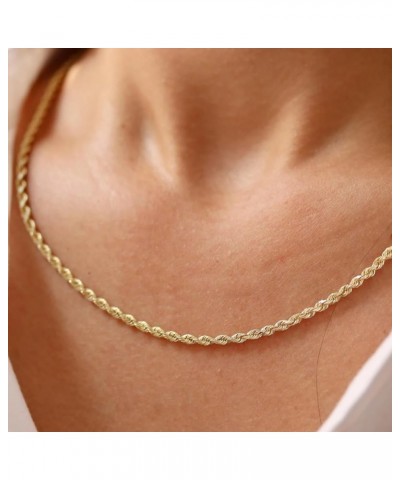 14K Gold Rope Chain Necklace for Men and Women (2mm Width, 16"-30" Length) - Cadenas de Oro Puro de 14K para Hombres y Mujere...