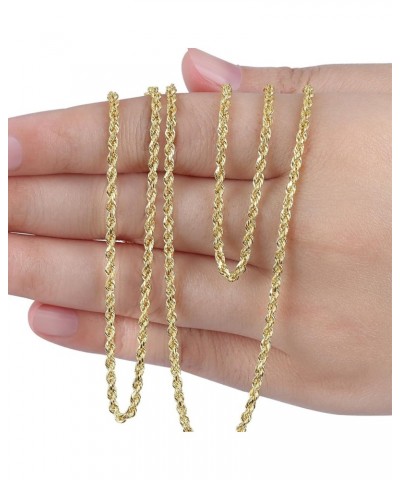 14K Gold Rope Chain Necklace for Men and Women (2mm Width, 16"-30" Length) - Cadenas de Oro Puro de 14K para Hombres y Mujere...