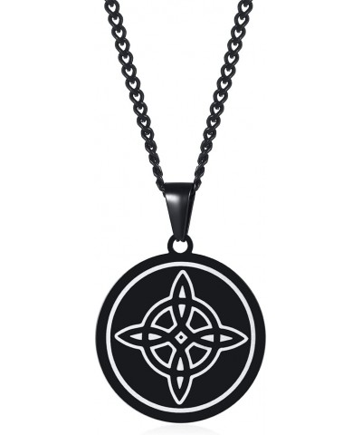 Stainless Steel Witch's Knot Necklace：Black Witch's Star The Magic Celtic Knot Wiccan Symbol Pendant Pagan Jewelry, Good Luck...