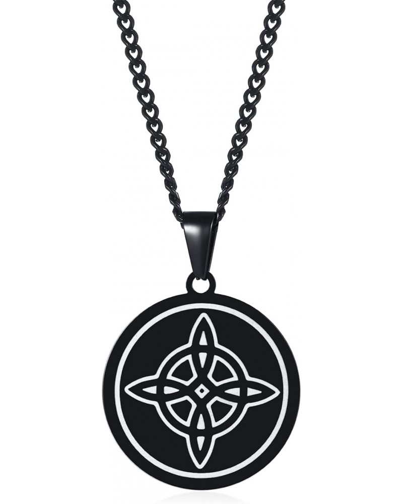 Stainless Steel Witch's Knot Necklace：Black Witch's Star The Magic Celtic Knot Wiccan Symbol Pendant Pagan Jewelry, Good Luck...