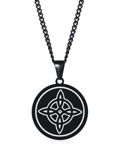 Stainless Steel Witch's Knot Necklace：Black Witch's Star The Magic Celtic Knot Wiccan Symbol Pendant Pagan Jewelry, Good Luck...