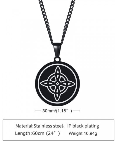 Stainless Steel Witch's Knot Necklace：Black Witch's Star The Magic Celtic Knot Wiccan Symbol Pendant Pagan Jewelry, Good Luck...