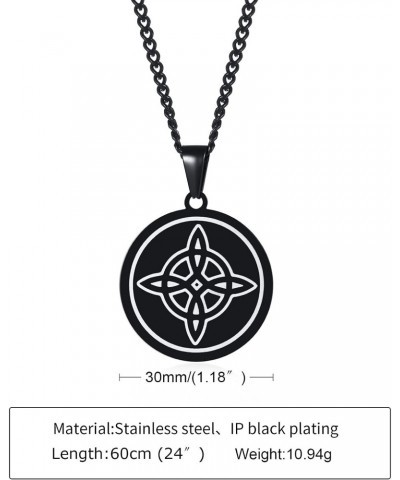 Stainless Steel Witch's Knot Necklace：Black Witch's Star The Magic Celtic Knot Wiccan Symbol Pendant Pagan Jewelry, Good Luck...