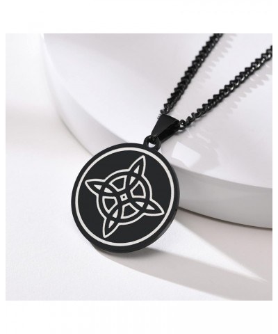 Stainless Steel Witch's Knot Necklace：Black Witch's Star The Magic Celtic Knot Wiccan Symbol Pendant Pagan Jewelry, Good Luck...