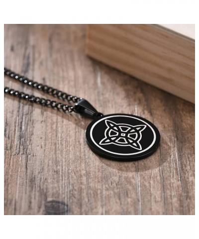 Stainless Steel Witch's Knot Necklace：Black Witch's Star The Magic Celtic Knot Wiccan Symbol Pendant Pagan Jewelry, Good Luck...