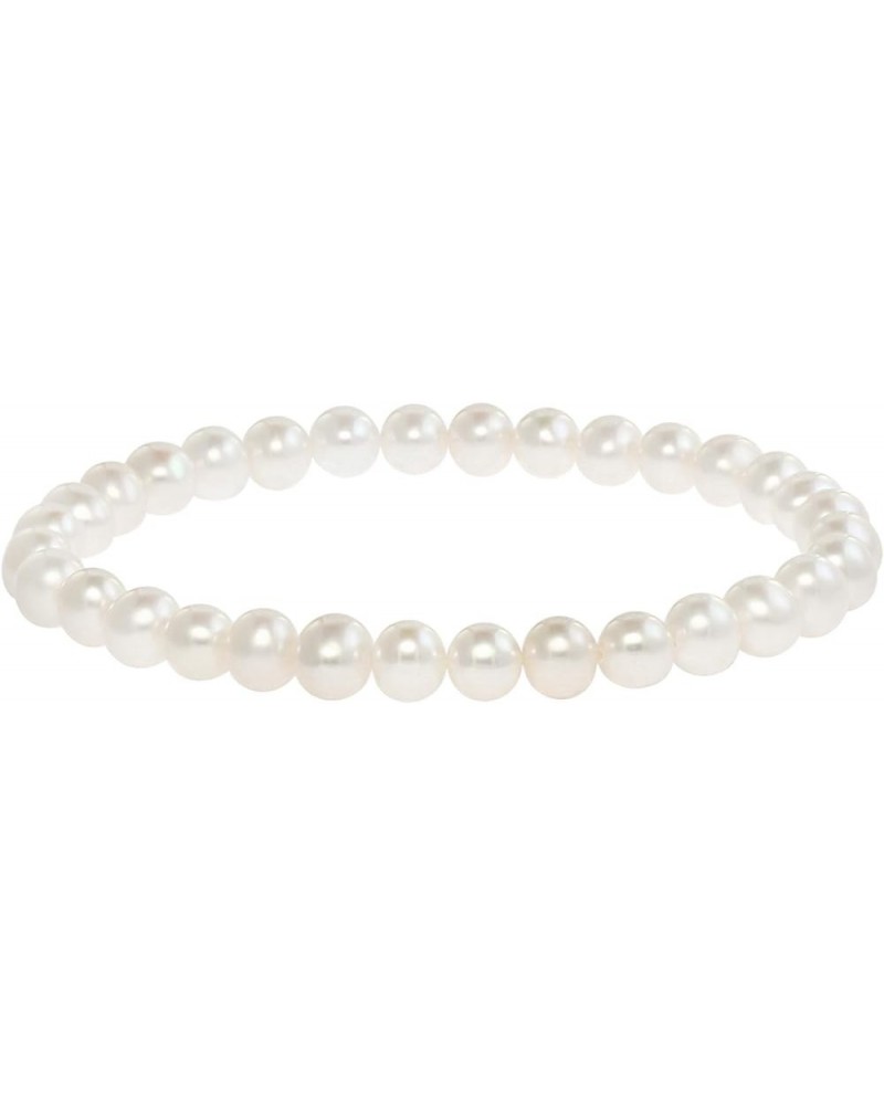 Freshwater Cultured Pearls White, Pink, Peach or Gray 7'' Classic Stretch Strand Pearls Bracelet Jewelry for Women and Girls ...