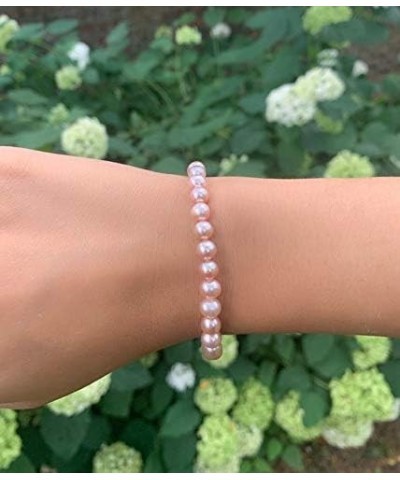 Freshwater Cultured Pearls White, Pink, Peach or Gray 7'' Classic Stretch Strand Pearls Bracelet Jewelry for Women and Girls ...