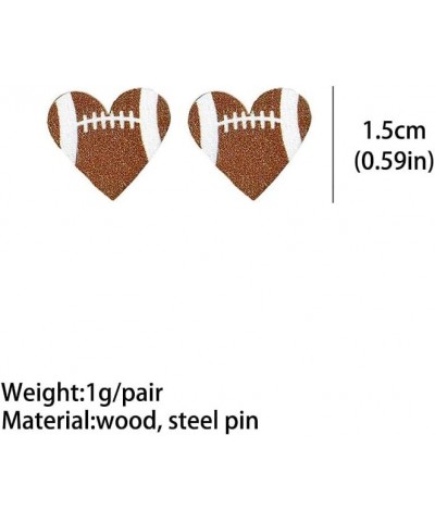 Handmade Wooden Sports FootBall Wooden Stud Earrings Bulk Baseball Volleyball Soccer Basketball for Women Girls Sport Lover F...