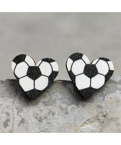 Handmade Wooden Sports FootBall Wooden Stud Earrings Bulk Baseball Volleyball Soccer Basketball for Women Girls Sport Lover F...