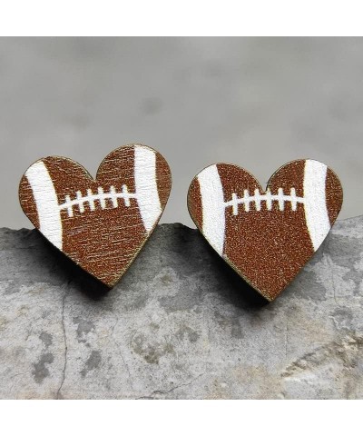 Handmade Wooden Sports FootBall Wooden Stud Earrings Bulk Baseball Volleyball Soccer Basketball for Women Girls Sport Lover F...