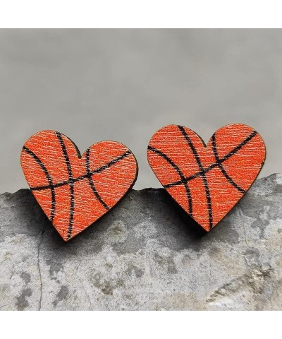 Handmade Wooden Sports FootBall Wooden Stud Earrings Bulk Baseball Volleyball Soccer Basketball for Women Girls Sport Lover F...