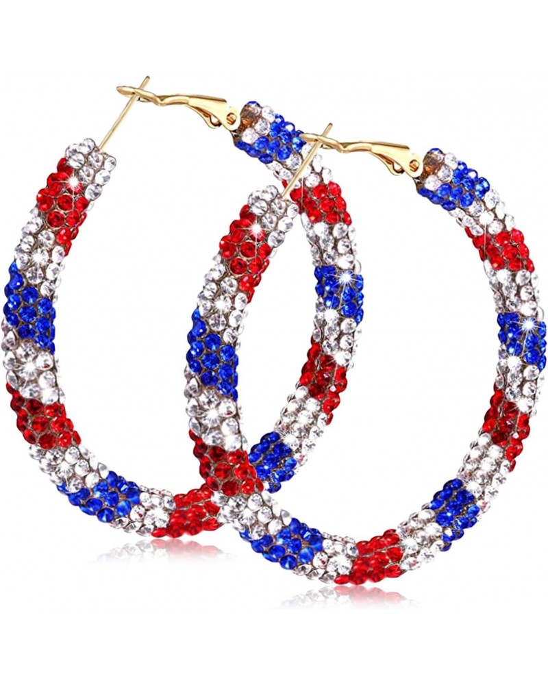 Red White and Blue Earrings, Patriotic Hoop Earrings US flag earrings For Women Patriotic Jewelry $9.45 Earrings