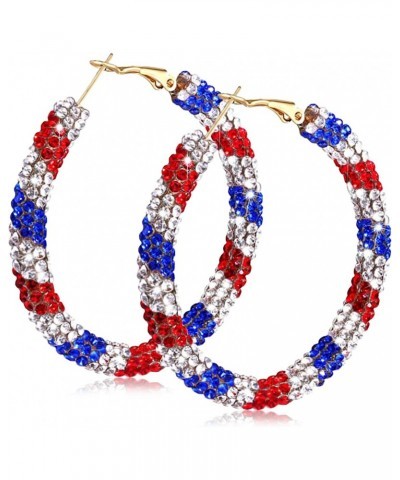 Red White and Blue Earrings, Patriotic Hoop Earrings US flag earrings For Women Patriotic Jewelry $9.45 Earrings