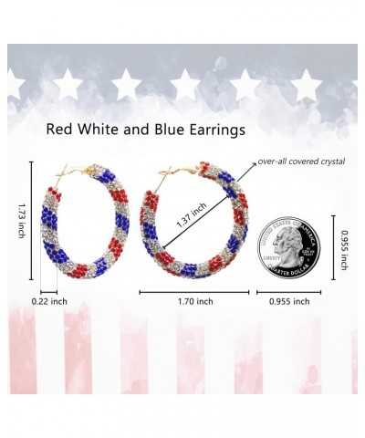 Red White and Blue Earrings, Patriotic Hoop Earrings US flag earrings For Women Patriotic Jewelry $9.45 Earrings