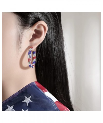 Red White and Blue Earrings, Patriotic Hoop Earrings US flag earrings For Women Patriotic Jewelry $9.45 Earrings