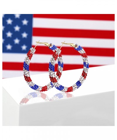 Red White and Blue Earrings, Patriotic Hoop Earrings US flag earrings For Women Patriotic Jewelry $9.45 Earrings