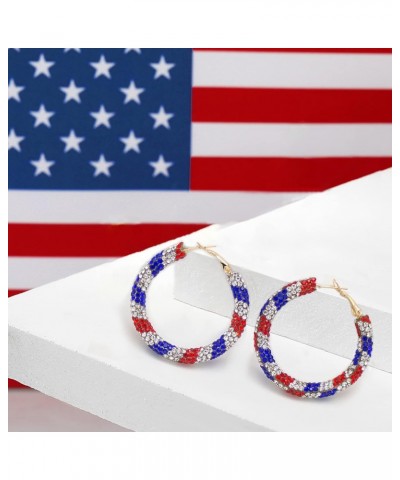 Red White and Blue Earrings, Patriotic Hoop Earrings US flag earrings For Women Patriotic Jewelry $9.45 Earrings