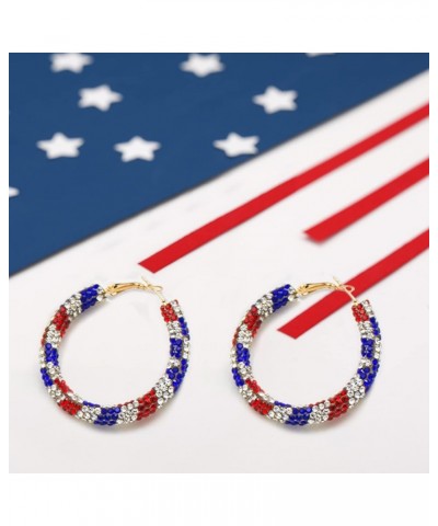 Red White and Blue Earrings, Patriotic Hoop Earrings US flag earrings For Women Patriotic Jewelry $9.45 Earrings