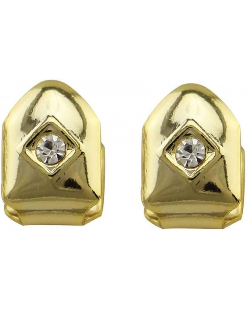 2PC Gold Plated Big Diamond Single Grillz Cap for Your Teeth Grillz Men Women Hip Hop Jewelry Gift Gold $9.34 Body Jewelry