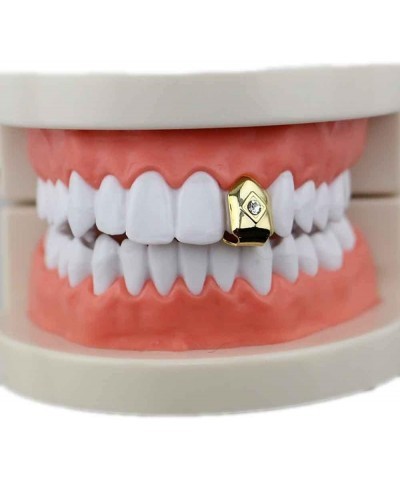 2PC Gold Plated Big Diamond Single Grillz Cap for Your Teeth Grillz Men Women Hip Hop Jewelry Gift Gold $9.34 Body Jewelry