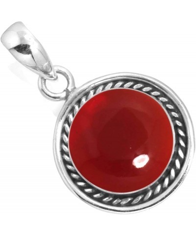 925 Sterling Silver Handmade Pendant for Women 12 MM Round Gemstone Fashion Jewelry for Gift (99517_P) Garnet Quartz $20.15 P...