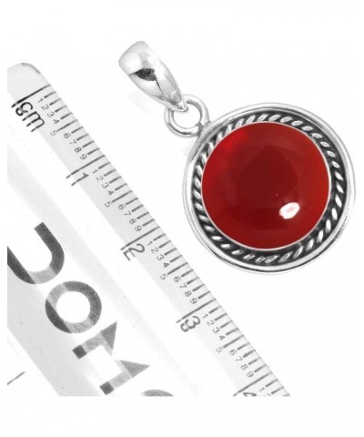 925 Sterling Silver Handmade Pendant for Women 12 MM Round Gemstone Fashion Jewelry for Gift (99517_P) Garnet Quartz $20.15 P...