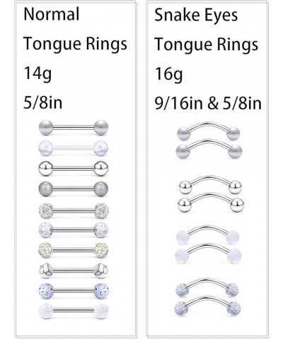 14G Tongue Rings Snake Frog Eyes Piercing Jewelry for Women Men Surgical Steel Plastic Tongue Rings Para La Lengua Aretes Sur...