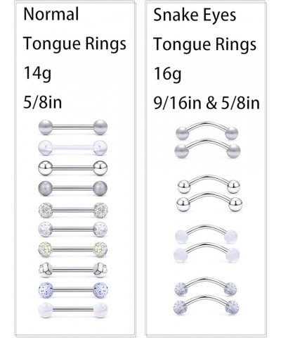 14G Tongue Rings Snake Frog Eyes Piercing Jewelry for Women Men Surgical Steel Plastic Tongue Rings Para La Lengua Aretes Sur...